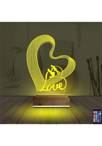 Luvivia Kalp Love Sevgiliye Hediye 3d Lamba - Masa Gece Lambası Şeffaf