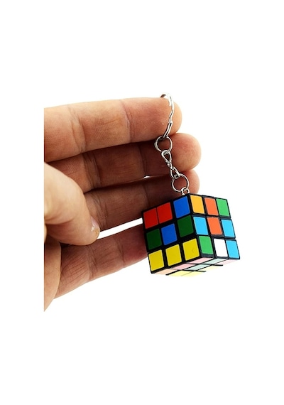 Nostaljik Zeka Küpü Sihirli Mini Rubik Anahtarlık Çok Renkli