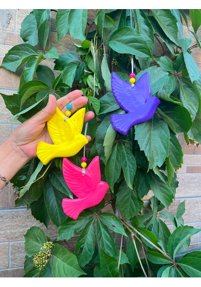 3 Lü Rengarenk Balkon Bahçe Duvar Süsü Sarı-mor-pembe