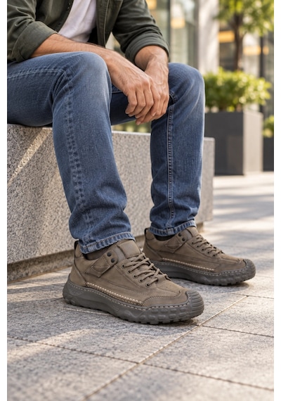 In Step Suara Erkek Kahve Deri Outdoor Trekking Ayakkabı Dayanıklı Ve Konforlu Günlük Ayakkabı