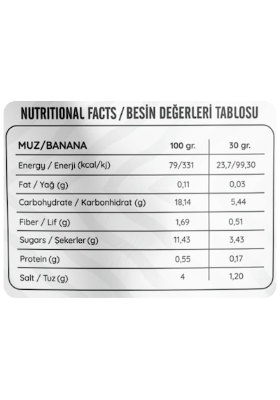 Dondurularak Kurutulmuş Muz 30 Gr - Freeze Dried Muz Kuru Meyve Cipsi 30 G