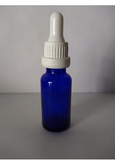20Ml Cam Mavi Şişe İnce Cam Damlalık Beyaz Kırılır Kapak(10 Adet)