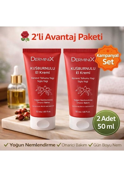 El Kremi 2'li Set 50 Ml Kuşburnu Özlü Yoğun Nemlendirici Bakım