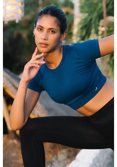 Jerf Captiva Yumuşak Dokulu & Esnek Crop Top Solid Lacivert