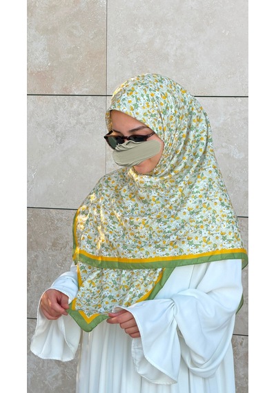 Qalortex Scarf Meyra Desen B.boy Eşarp - Yesil yeşil