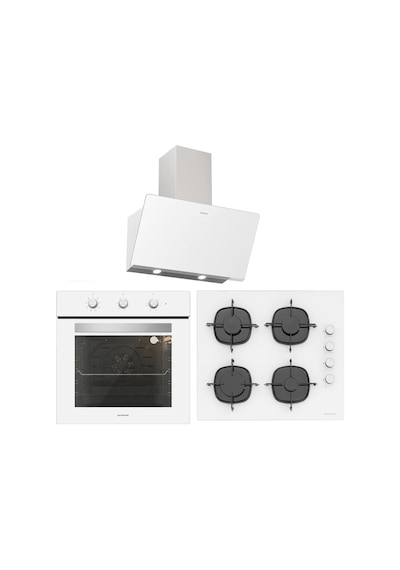 Silverline BO6503W01 - CS5335W01 - 3457 Soho 60 Beyaz Cam Ankastre Set