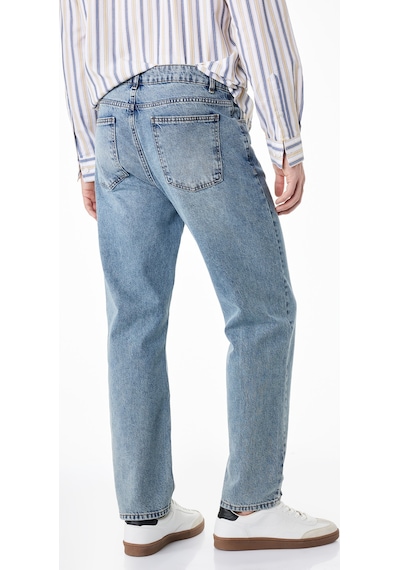 Koton Pamuklu Normal Bel Vintage Straight Jean Pantolon Petrol 6sam40263nd