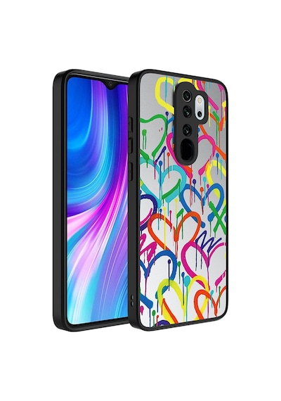 Xiaomi Redmi Note 8 Pro Kılıf Aynalı Desenli Kamera Korumalı Parlak Zore Mirror Kapak Kalp