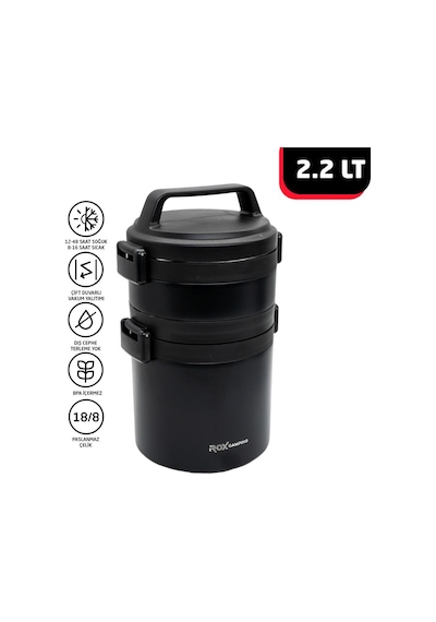 Rox Camping 2200 Yemek Termosu 2.2 Lt Siyah