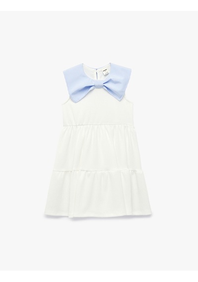 Koton Bebe Yaka Fiyonk Detaylı Kolsuz Elbise Ekru 6smg80042ak