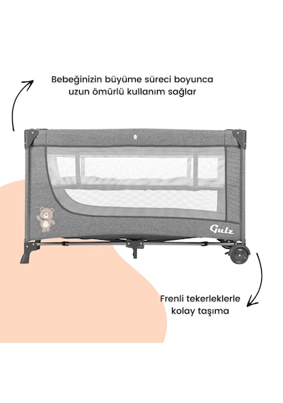 Gulz Lindo Oyun Parkı Bebek Beşik 70x120 Cm