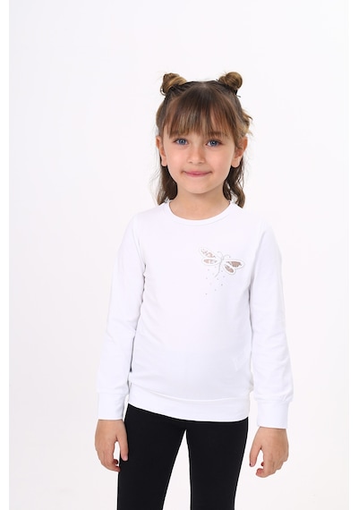 Toontoy Kids Toontoy Kız Çocuk Yusufcuk Nakışlı Tişört Beyaz
