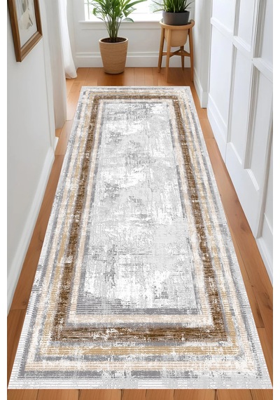Rovigo Home Dijital Baskı Yıkanabilir Kaymaz Taban Salon Halısı Ve Yolluk Rv146-fnl451 Kahverengi