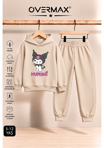 Overmax Kuromi Baskılı Kız Çocuk Kapüşonlu Sweatshirt & Eşofman Takımı- 3-12 Yaş Bej-bej - 922453421 Bej-bej Overmax Kuromi Baskılı Kız Çocuk Kapüşonlu Sweatshirt & Eşofman Takımı- 3-12 Yaş Bej-bej - 922453421 Bej-bej