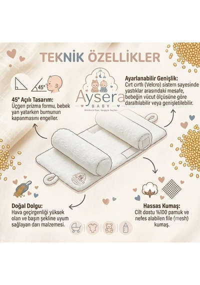 Ortapedik Bebe Yastığı Açık Mavi