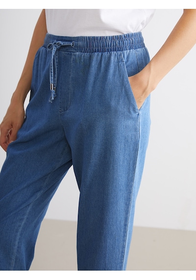 Lcwaıkıkı Classic Mavi Beli Lastikli Carrot Fit Kadın Jean Pantolon
