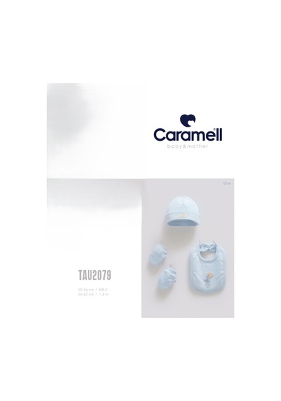 Caramell My Baby Kumsal 4lü Takım Aksesuar Eldiven Önlük Bere Soft Color 2079 Mavi Mavi