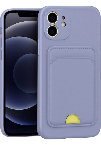 Apple İphone 11 Kılıf Kelvin Kartvizitli Silikon - Lila Çok Renkli