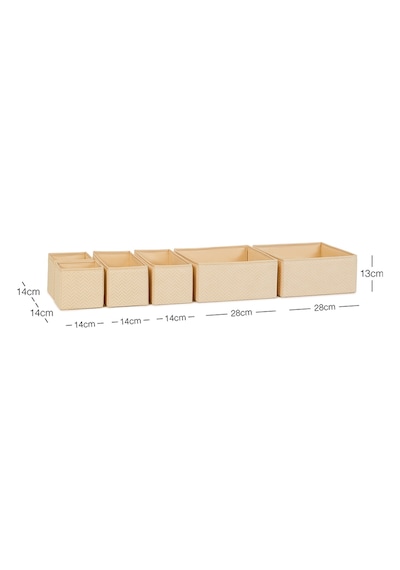 Ocean Home Textile 6'lı Bej Balıksırtı Çekmece İçi Düzenleyici Kutu 2 Adet 28 x 28 x 13 / 2 Adet 28 x 13 x 13 / 2 Adet 14 x 14 x 13 cm