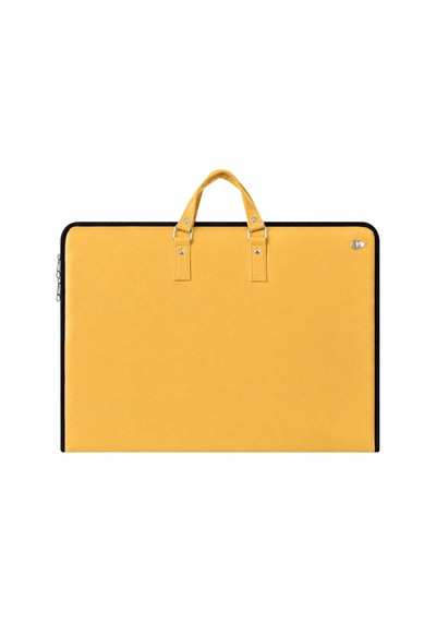 40x55 Cm Suni Deri Saplı Ve Askılı Resim Proje Çantası Sarı 35x50 Cm Uyumlu, Cepli
