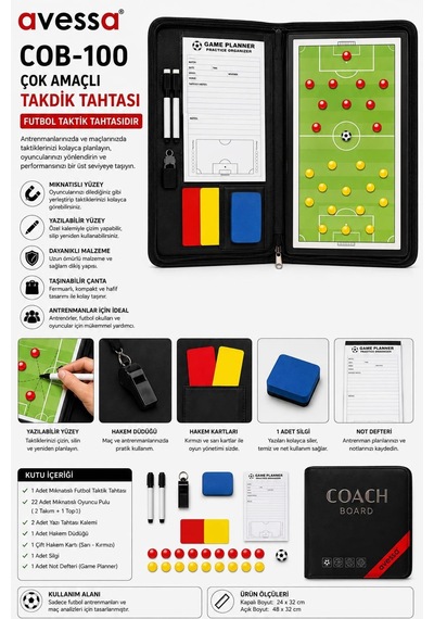 Avessa Cob-100 Çok Amaçlı Taktik Tahtası Tam Set Çok Renkli