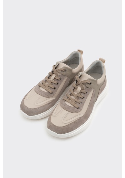 Derinet Hakiki Deri Erkek Sneaker Kum Beyaz Kum Beyaz Derinet Hakiki Deri Erkek Sneaker Kum Beyaz Kum Beyaz
