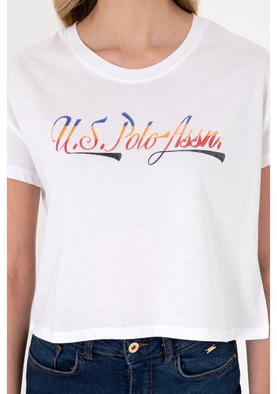 U.S. Polo Assn. Kadın Beyaz Bisiklet Yaka Tişört 50299735-VR013
