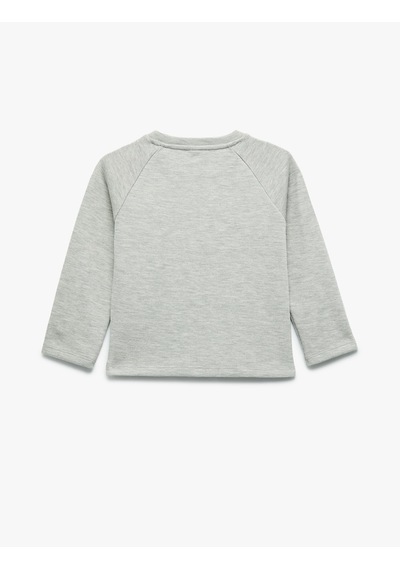 Koton Düğmeli Uzun Kollu Bisiklet Yaka Pamuklu Sweatshirt Gri 7wmb10016tk