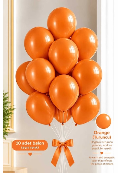 Latex Balon Seti 10'lu- Turuncu Çok Renkli