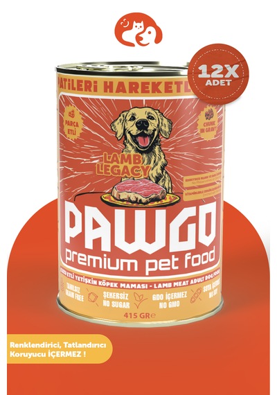 PAWGO Lamb Legacy Kuzu Etli Parça Etli Köpek Mama 12 x 415 G