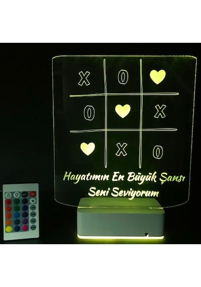Sevgililer Gününe Özel 3D Aşk Oyunu Masaüstü Led Lamba