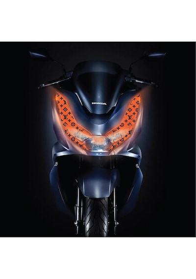 Honda Pcx Ön Far Kaşı Lv Tasarımı Şeffaf Sticker Turuncu