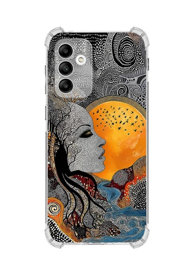 Printify Samsung Galaxy M13 İle Uyumlu Simya Serisi Mozaik Tanrıça Tasarımlı Uv Baskılı Köşe Korumalı Antişok Kılıf Şeffaf