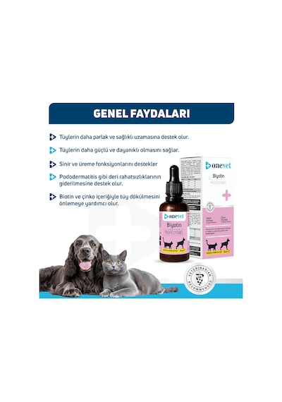 Onevet Kedi ve Köpekler İçin Tüy Dökülmesini Önleyici Biotin Damla 50 Ml
