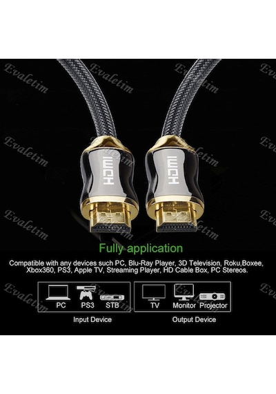Hdmi 2.0 Kablosu 4K Uhd Lcd Laptop 4433P 5 Metre Ara Bağlanti Erk