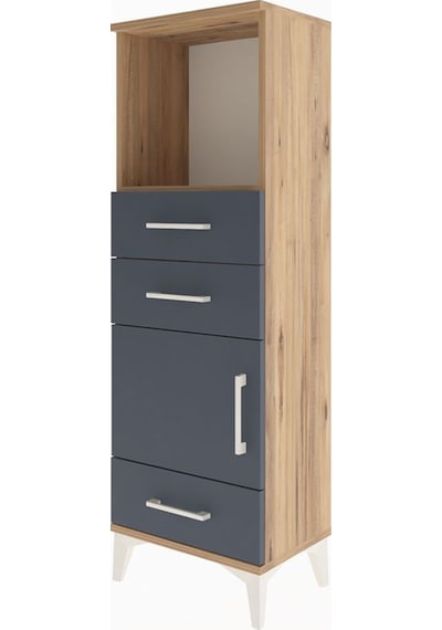 Arges Dolap 2 Raflı 3 Çekmeceli Tek Kapaklı 44x30x134 Çam-antrasit Atlas Çam