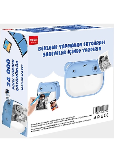 Bood B09QLTYMBH Çocuk Baskılı Fotoğraf Makinesi