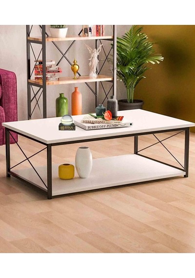 Reyo Falez Orta Sehpa Double Minimalist Beyaz