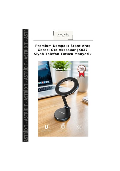 Premium Kompakt Stant Araç Gereci Oto Aksesuar Jx037 Siyah Telefon Tutucu Manyetik