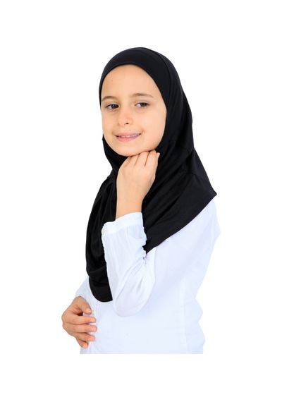 Modish Group Kız Çocuk Hazır Başörtüsü Pratik Penye Şal Tesettür Giyim Siyah