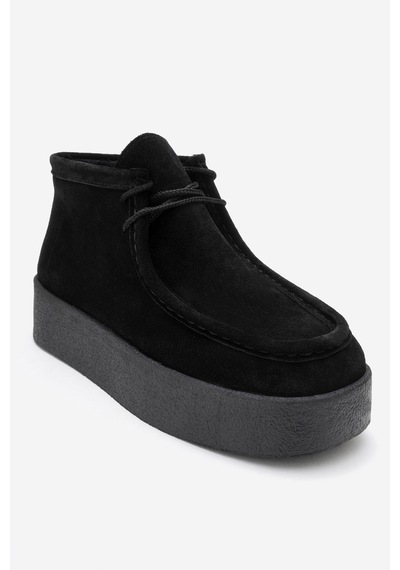 Luvishoes Luvi Shoes Melıa Siyah Süet Hakiki Deri Kadın Bilekte Bot Siyah