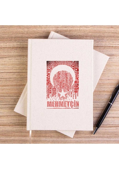 Mehmetçik Ay Yıldız Krem Çizgisiz Kanvas Defter