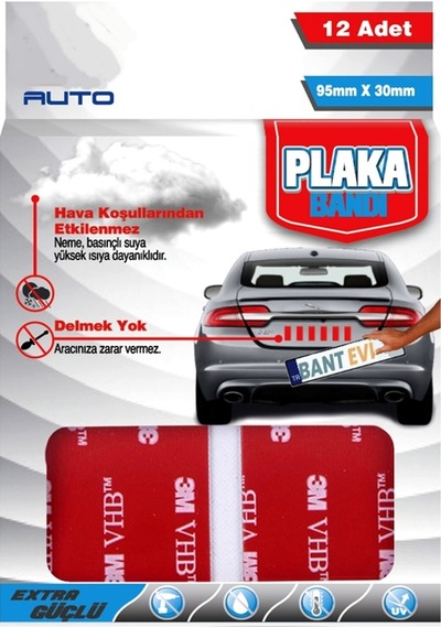 Plaka Montaj Bandı 12 Adet 3m Vhb Plaka Yapıştırma Bandı