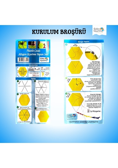 Uçurtma Yapım Seti / Naylon Altıgen / Plastik Çıtalı / Mavi
