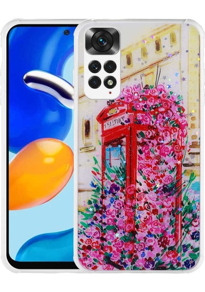 Goocamp Redmi Note 11 Global Kılıf Simli Desenli Kamera Korumalı Parlak Popy Kapak - Kulübe