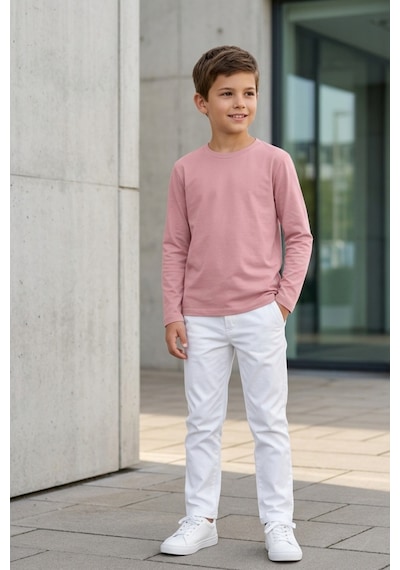 Kiagu Erkek Çocuk Uzun Kollu Basic Düz Tişört %100 Pamuk Bisiklet Yaka T-shirt 2-13 Yaş Çok Renkli