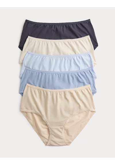 Marks & Spencer 5'li Cotton Lycra Short Külot Seti T61004933p Mavi Mix
