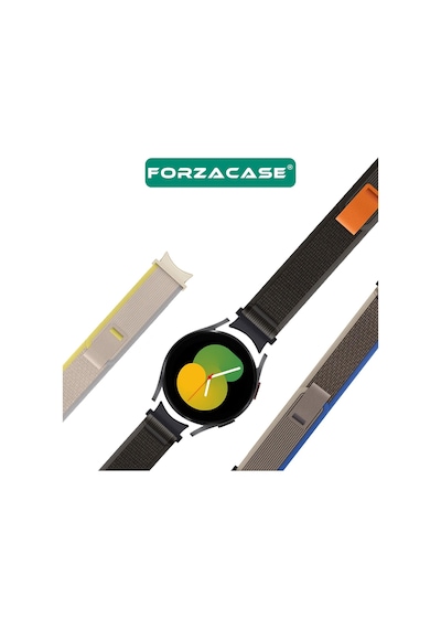 Forzacase Samsung Galaxy Watch 6 Classic 47mm İle Uyumlu Trial Cırtlı Hasır Kumaş Kordon Kayış Fc566 Siyah