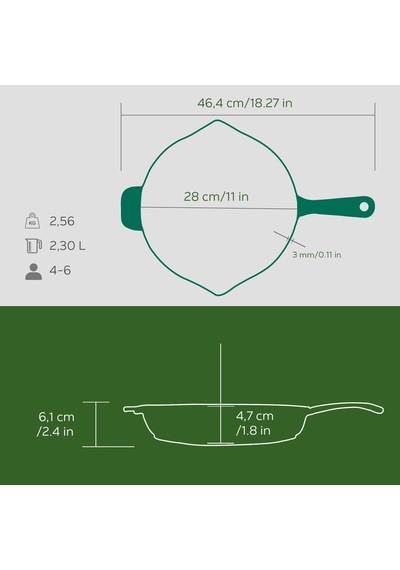 Metal Premium Serisi - Döküm Kızartma Tavası, Yuvarlak, 28 Cm, Majolik Yeşil Belirtilmemiş