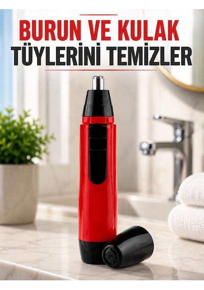 Kulak Burun Tüy Temizleme Makinası Pilli Kırmızı Ergonomik Yeni Nesil - Lisinya 1 - 2 Saat